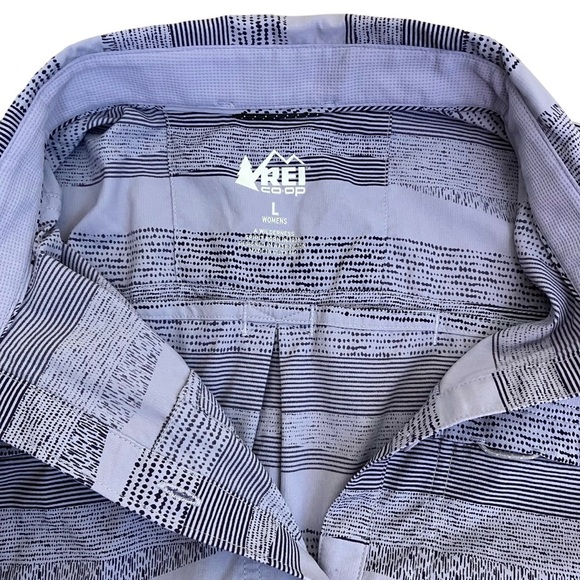 REl Co-op Sahara Pattern Purple Grey Button-Up Long-Sleeve Nylon Shirt Hiking L - Picture 7 of 16